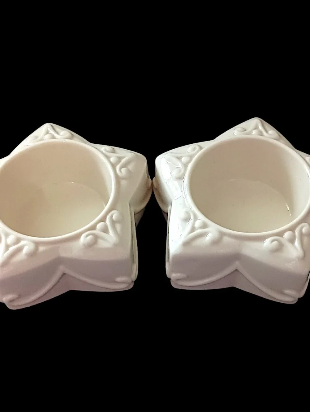 2‎ Lenox Yuletide Glowlite Candle Holders Votive Tea Light Porcelain Star Shaped
